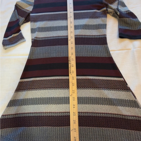 Living Doll Maroon and Gray Long Sleeve Dress - Picture 6 of 7